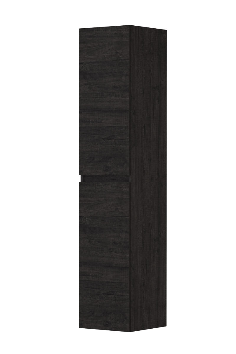Ink Hoge kast universeel 2 deuren greeploos houten keerlijst - 4 glazen planchettes - houtskool eiken - 35x37x169cm