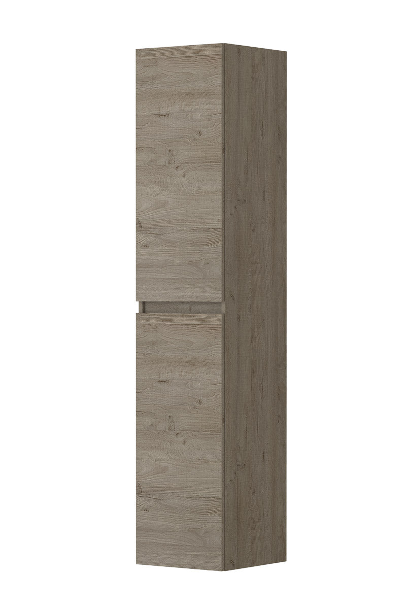 Ink Hoge kast universeel 2 deuren greeploos houten keerlijst - 4 glazen planchettes - greige eiken - 35x37x169cm