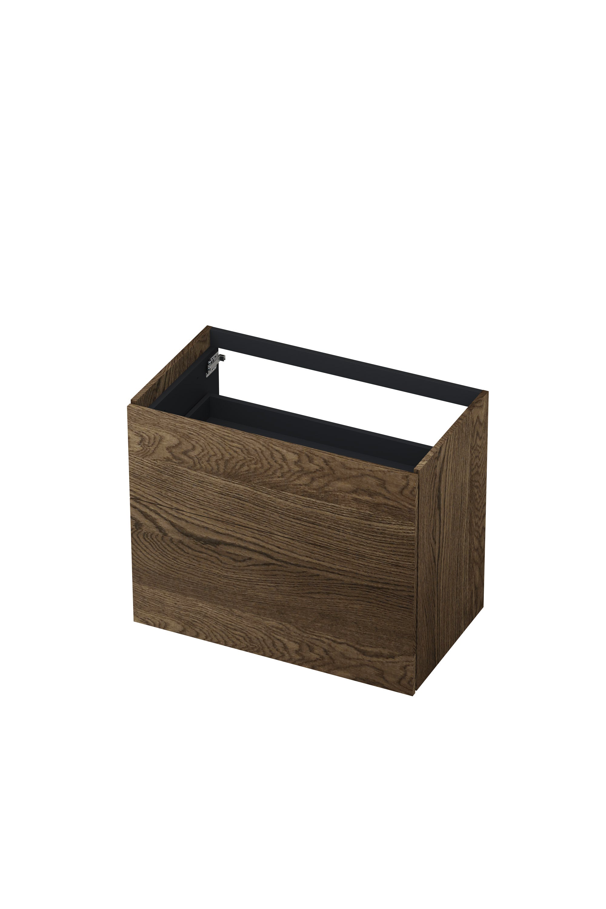 Ink onderkast 80x45cm - push to open - 2 lades - massief eiken charcoal