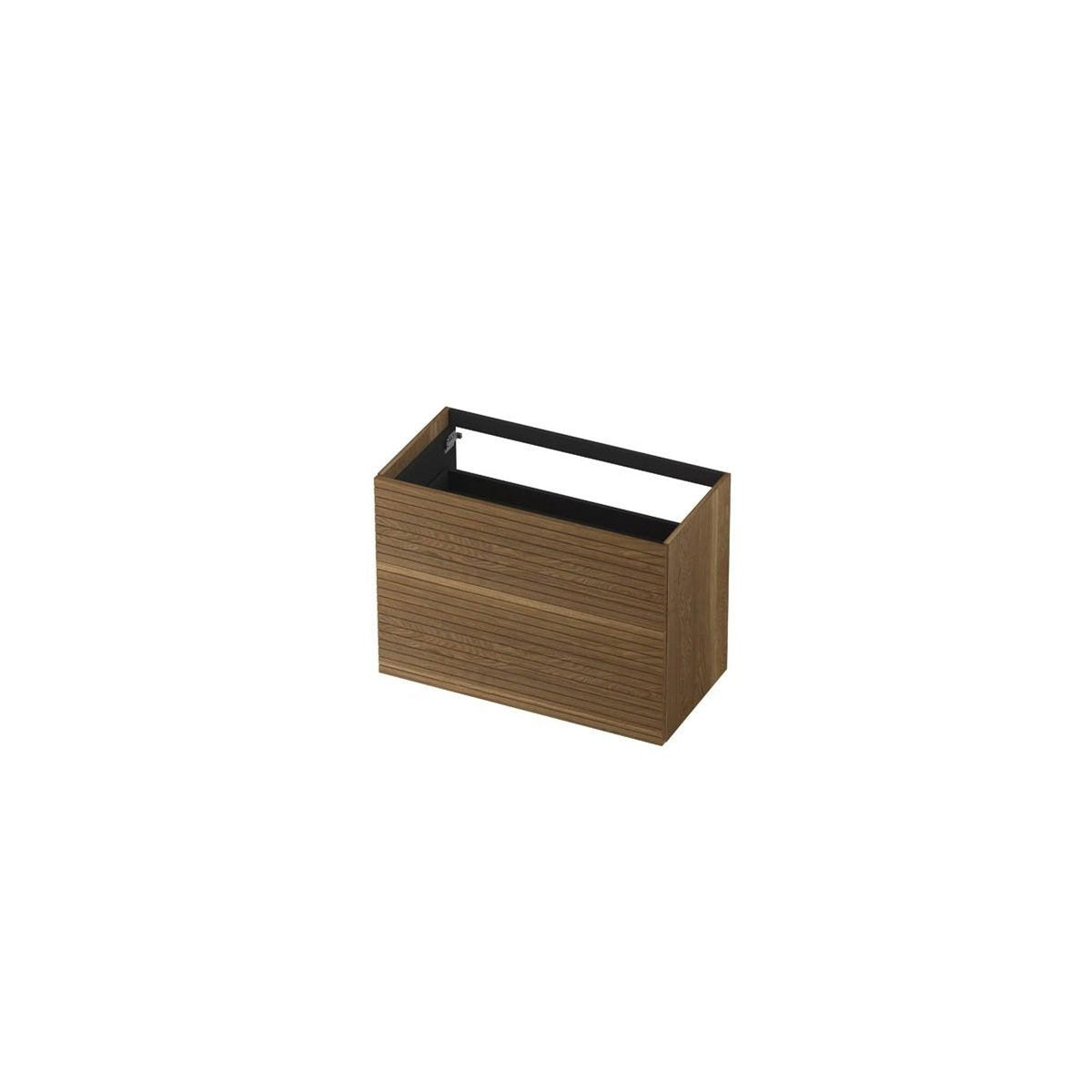 Ink onderkast 90x45cm - push to open - 2 lades - horizontaal gefreesd - massief eiken aqua