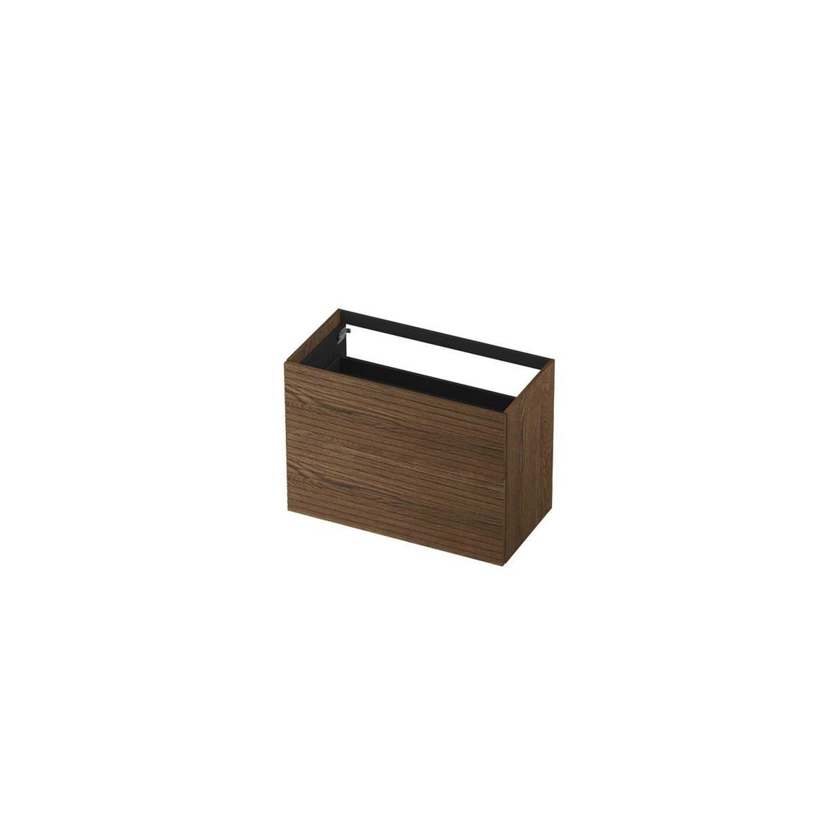 Ink onderkast 90x45cm - push to open - 2 lades - horizontaal gefreesd - massief eiken chocolate