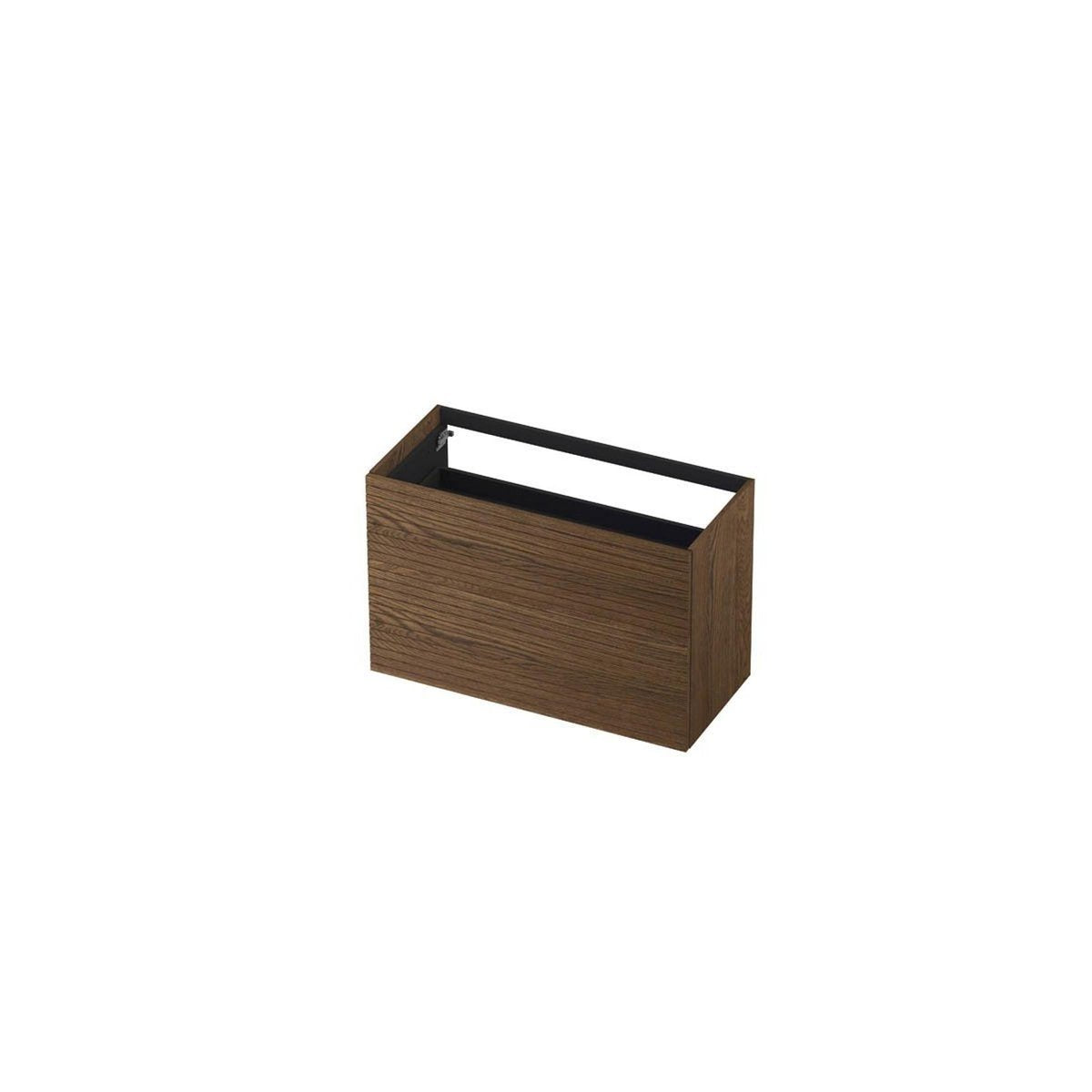 Ink onderkast 100x45cm - push to open - 2 lades - horizontaal gefreesd - massief eiken chocolate