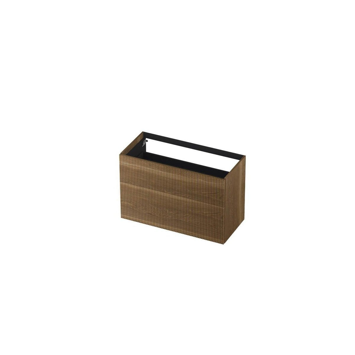 Ink onderkast 100x45cm - push to open - 2 lades - verticaal gefreesd - massief eiken chocolate