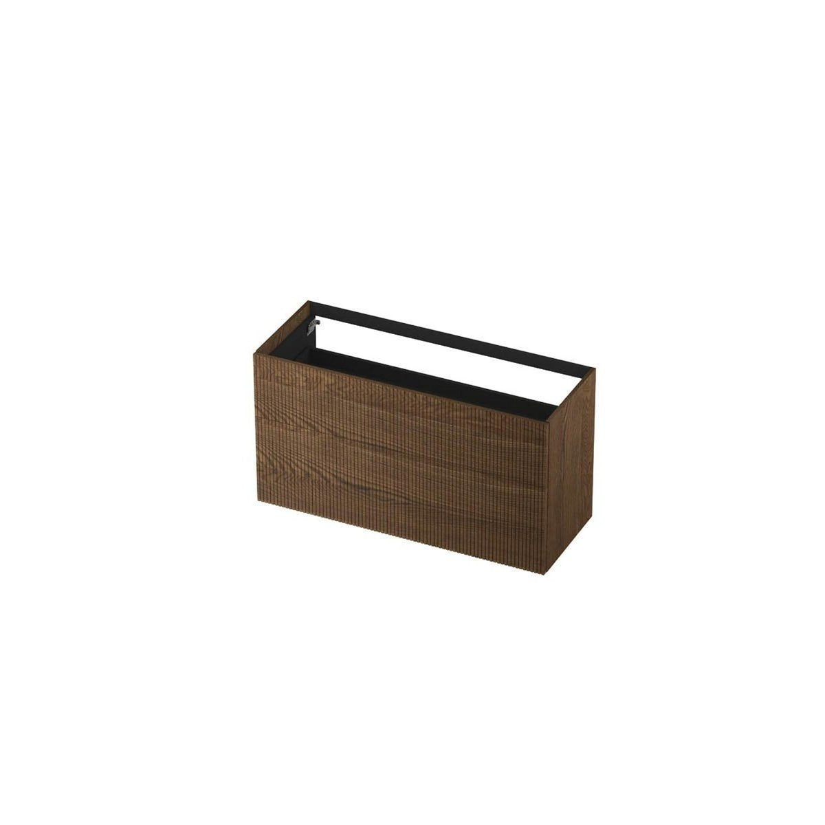 Ink onderkast 120x45cm - push to open - 2 lades - verticaal gefreesd - massief eiken chocolate