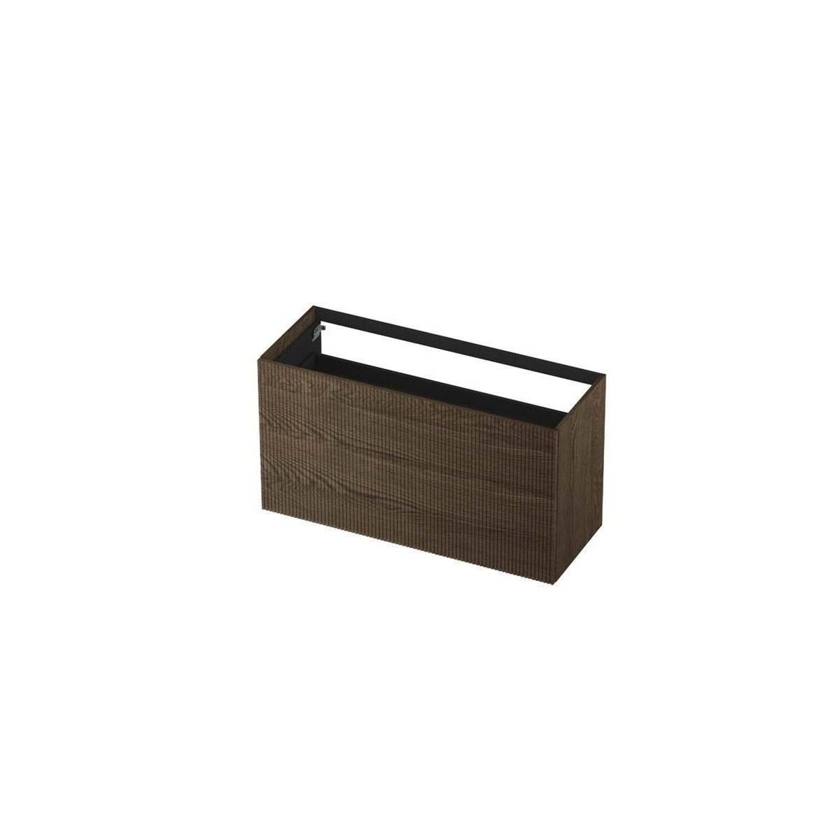 Ink onderkast 120x45cm - push to open - 2 lades - verticaal gefreesd - massief eiken charcoal