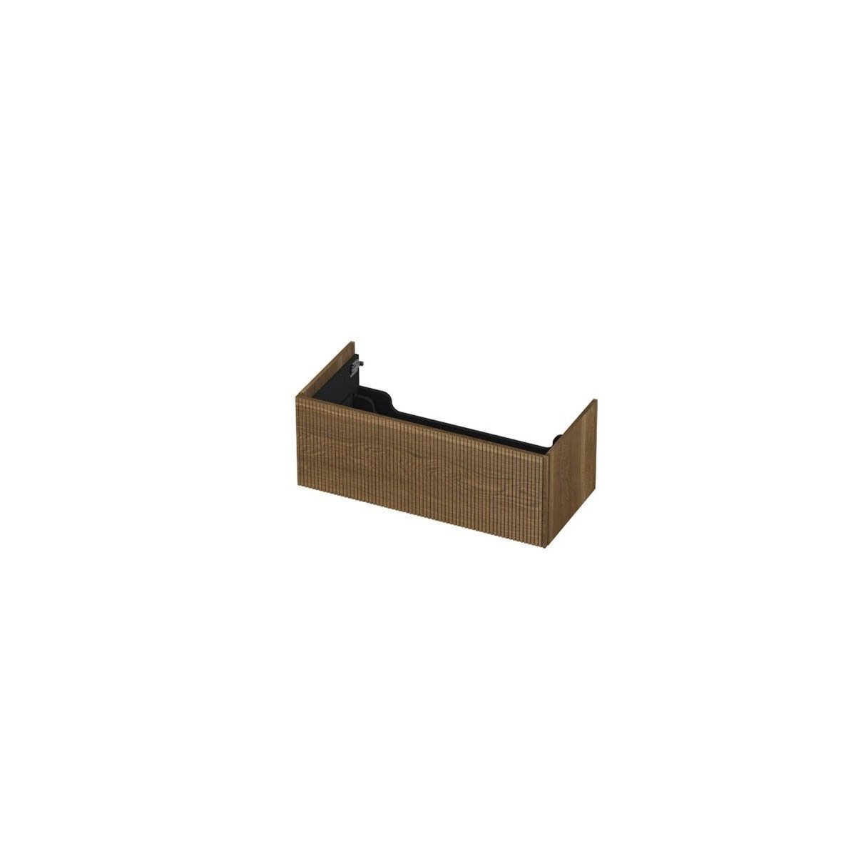 Ink onderkast 100x45cm - push to open - 1 lade - verticaal gefreesd - massief eiken aqua