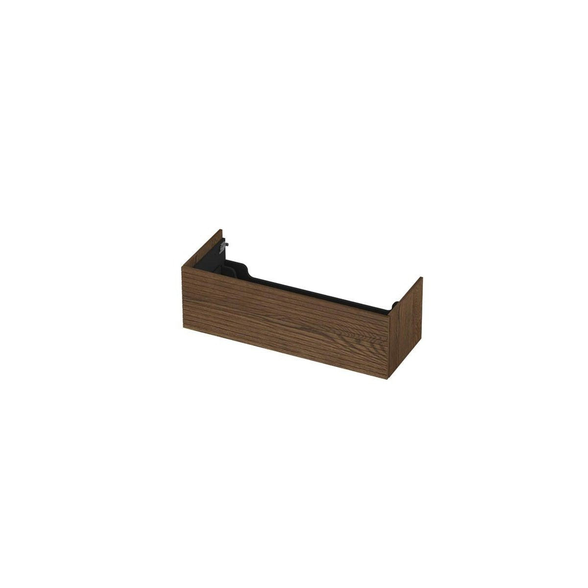 Ink onderkast 120x45cm - push to open - 1 lade - horizontaal gefreesd - massief eiken chocolate