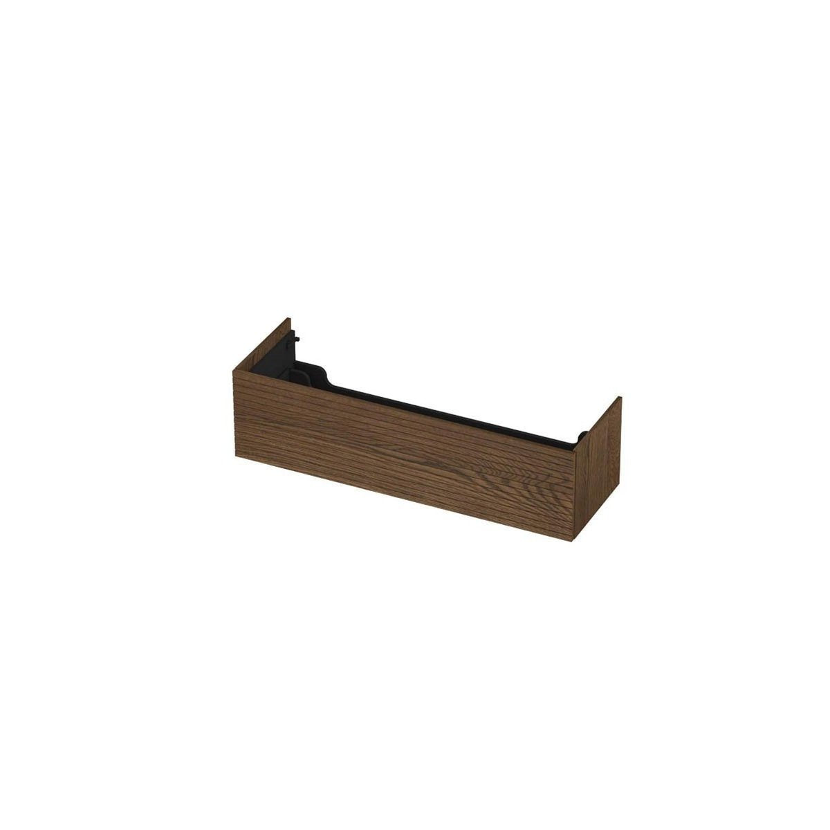 Ink onderkast 140x45cm - push to open - 1 lade - horizontaal gefreesd - massief eiken chocolate
