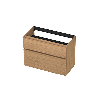 Ink onderkast 90x45cm - greeploos - 2 lades asymmetrisch - blank eiken