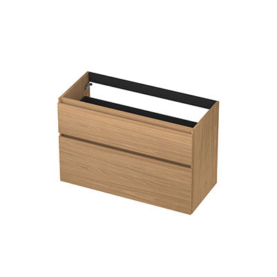 Ink onderkast 100x45cm - greeploos - 2 lades asymmetrisch - blank eiken