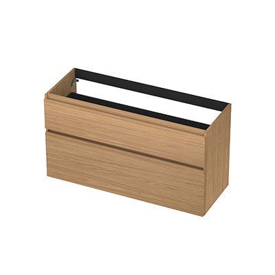 Ink onderkast 120x45cm - greeploos - 2 lades asymmetrisch - blank eiken