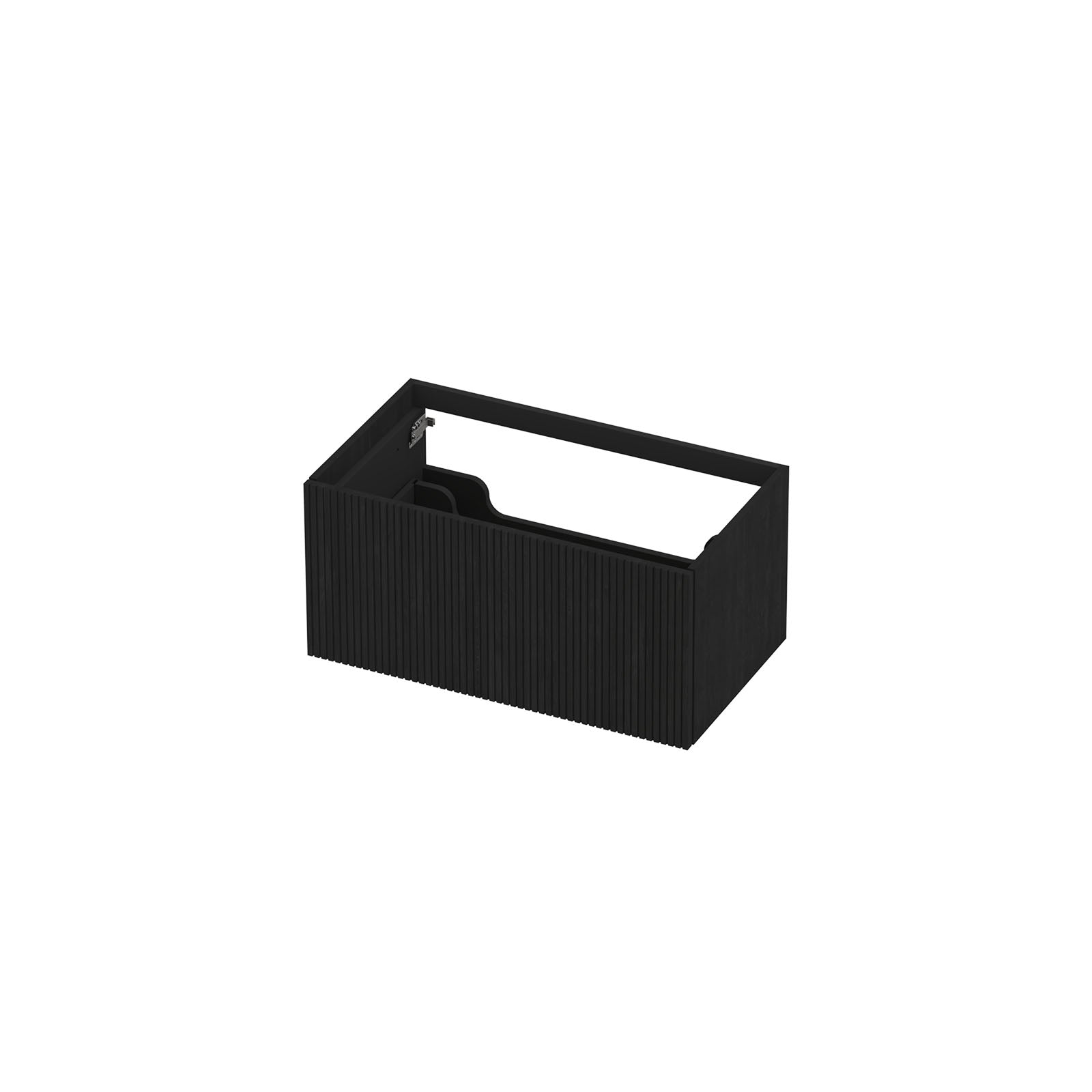 Ink onderkast 80x45cm - push to open - 1 lade - verticaal gefreesd - fineer matt intens black