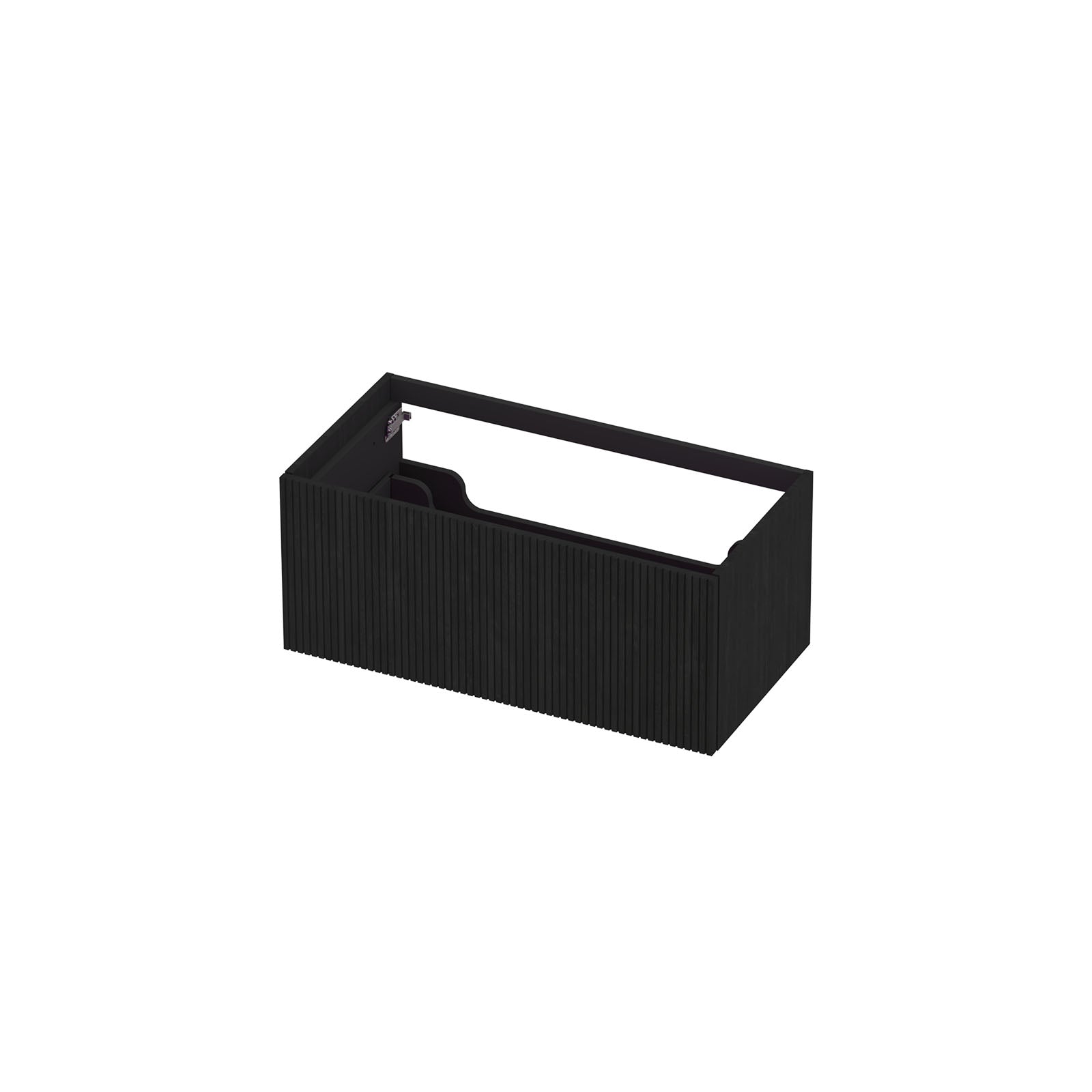 Ink onderkast 90x45cm - push to open - 1 lade - verticaal gefreesd - fineer matt intens black