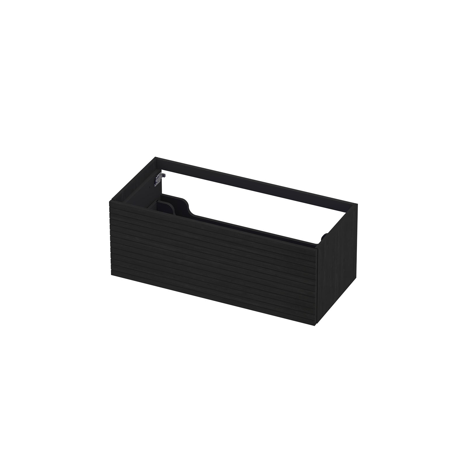 Ink onderkast 100x45cm - push to open - 1 lade - horizontaal gefreesd - fineer matt intens black