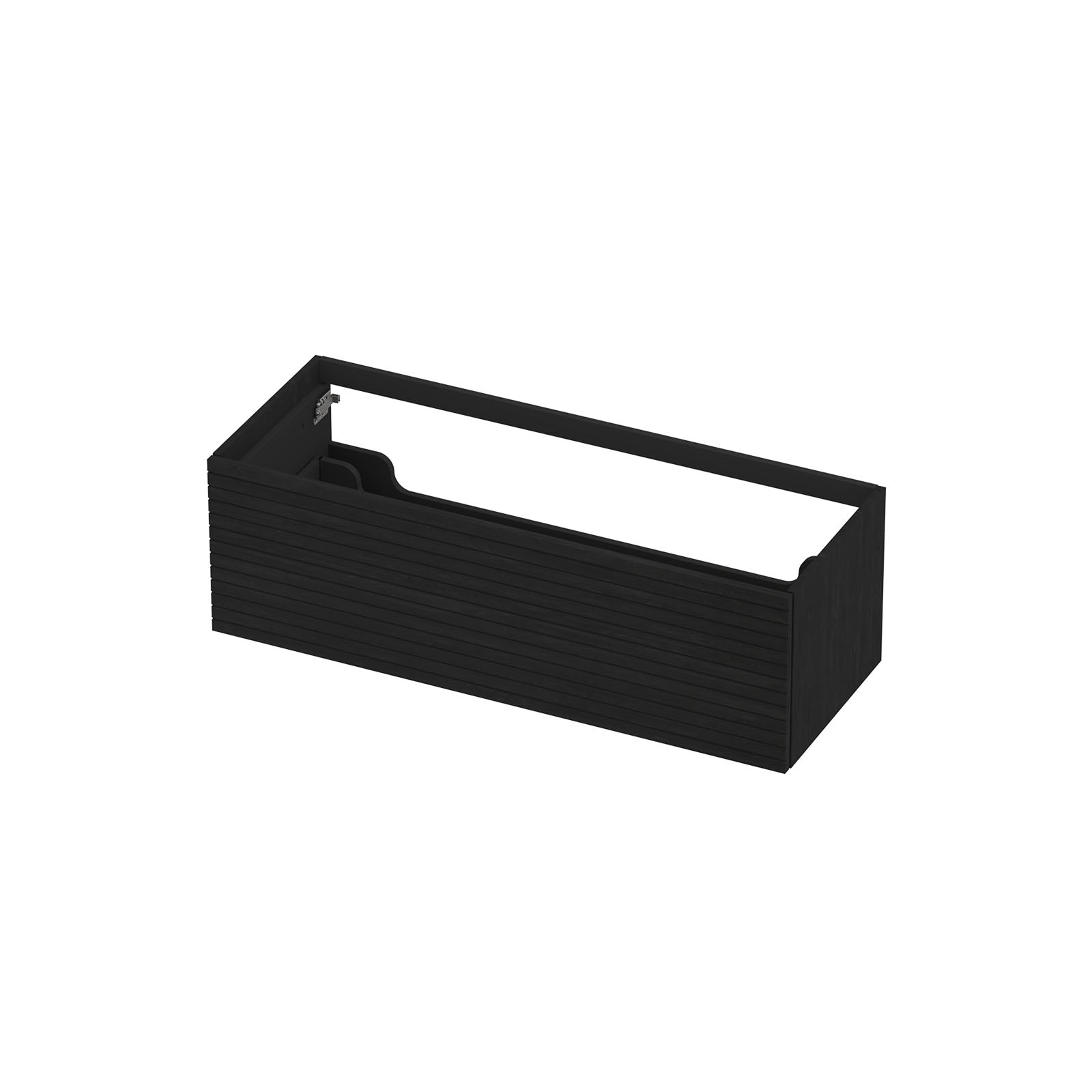 Ink onderkast 120x45cm - push to open - 1 lade - horizontaal gefreesd - fineer matt intens black