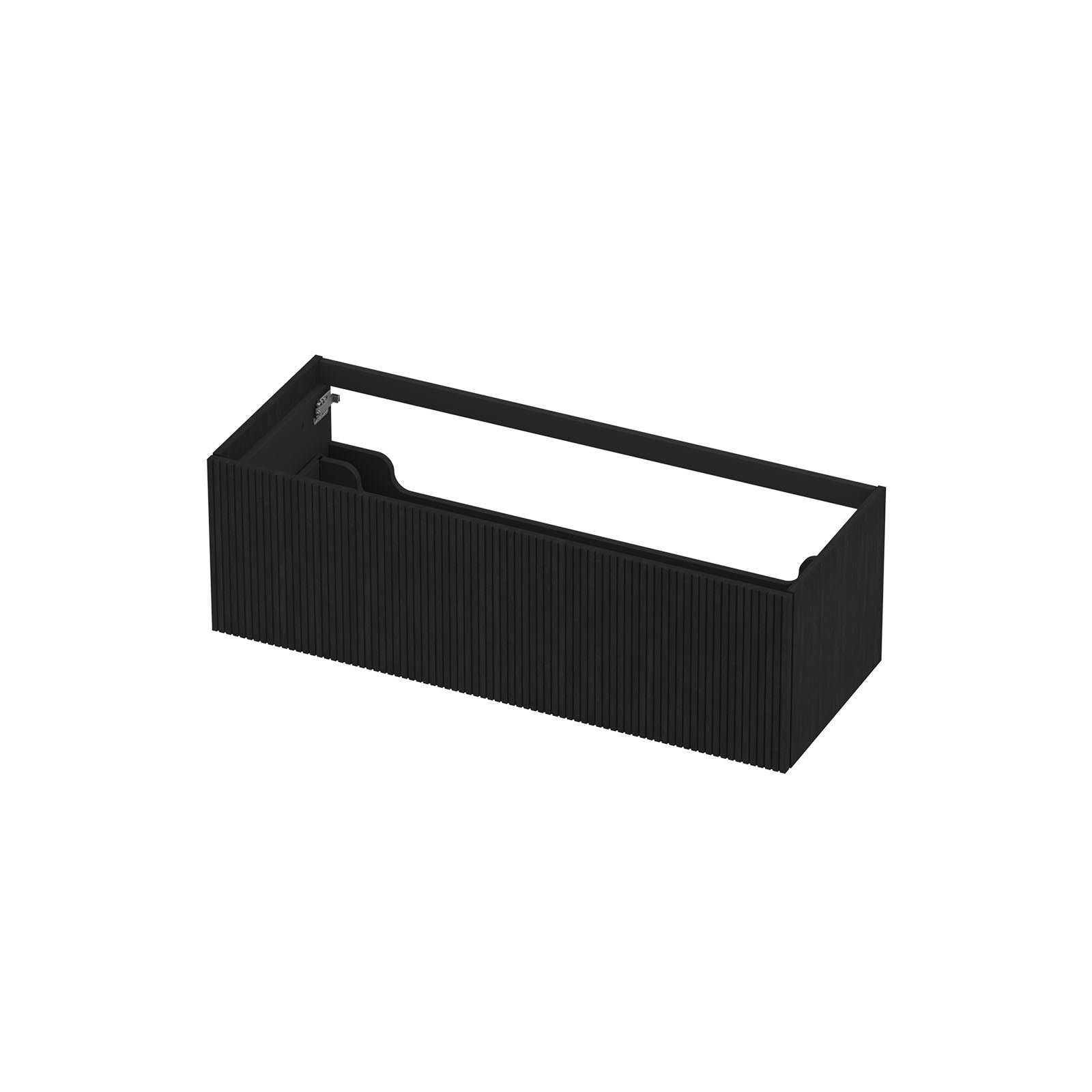 Ink onderkast 120x45cm - push to open - 1 lade - verticaal gefreesd - fineer matt intens black