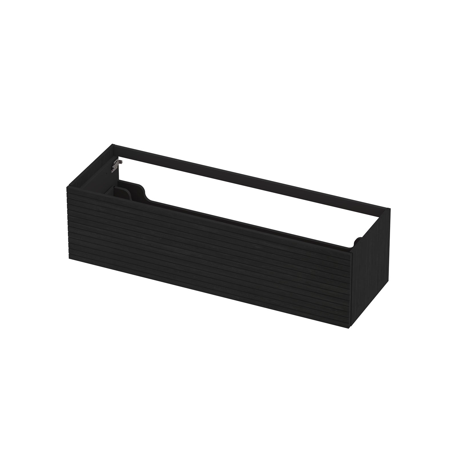 Ink onderkast 140x45cm - push to open - 1 lade - horizontaal gefreesd - fineer matt intens black