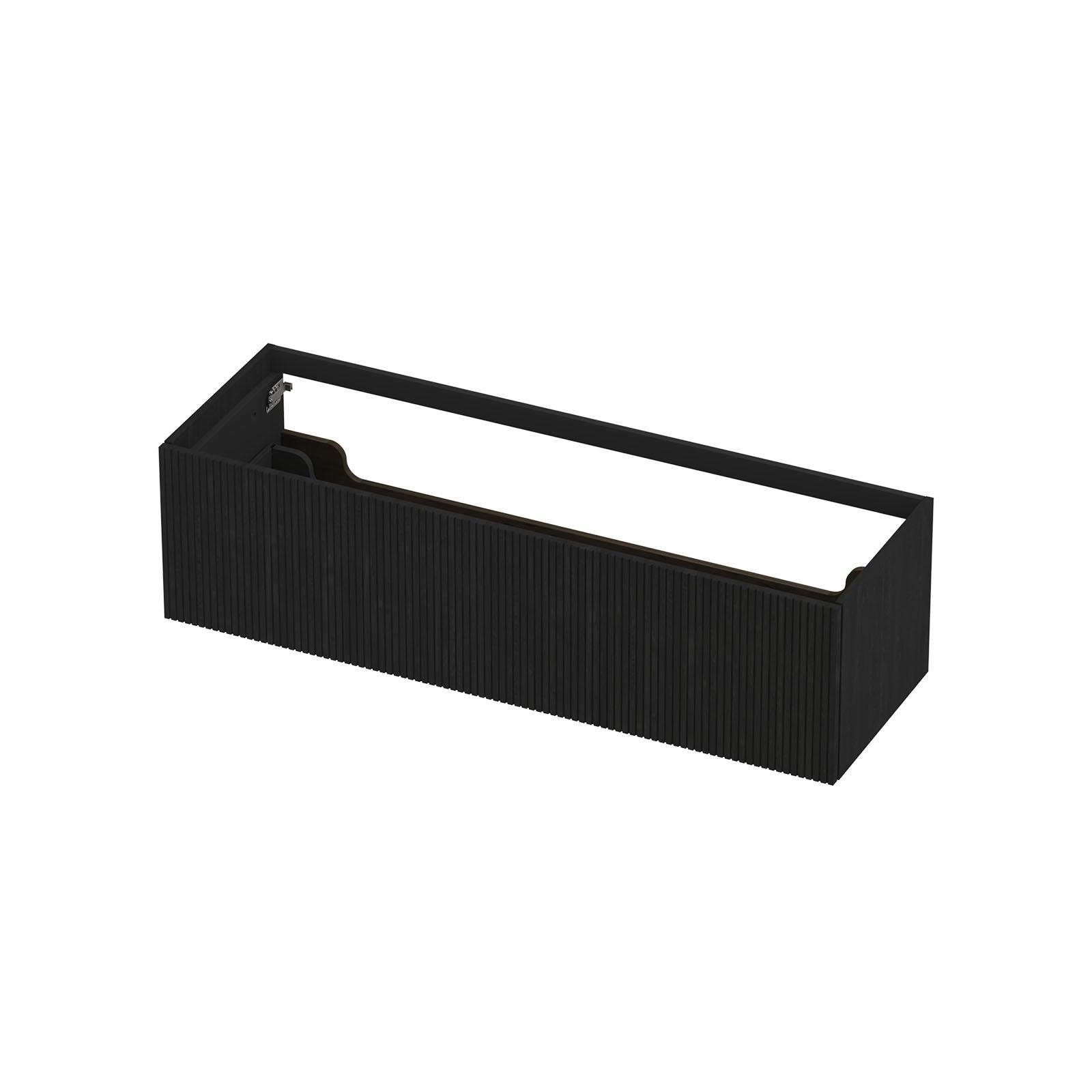 Ink onderkast 140x45cm - push to open - 1 lade - verticaal gefreesd - fineer matt intens black