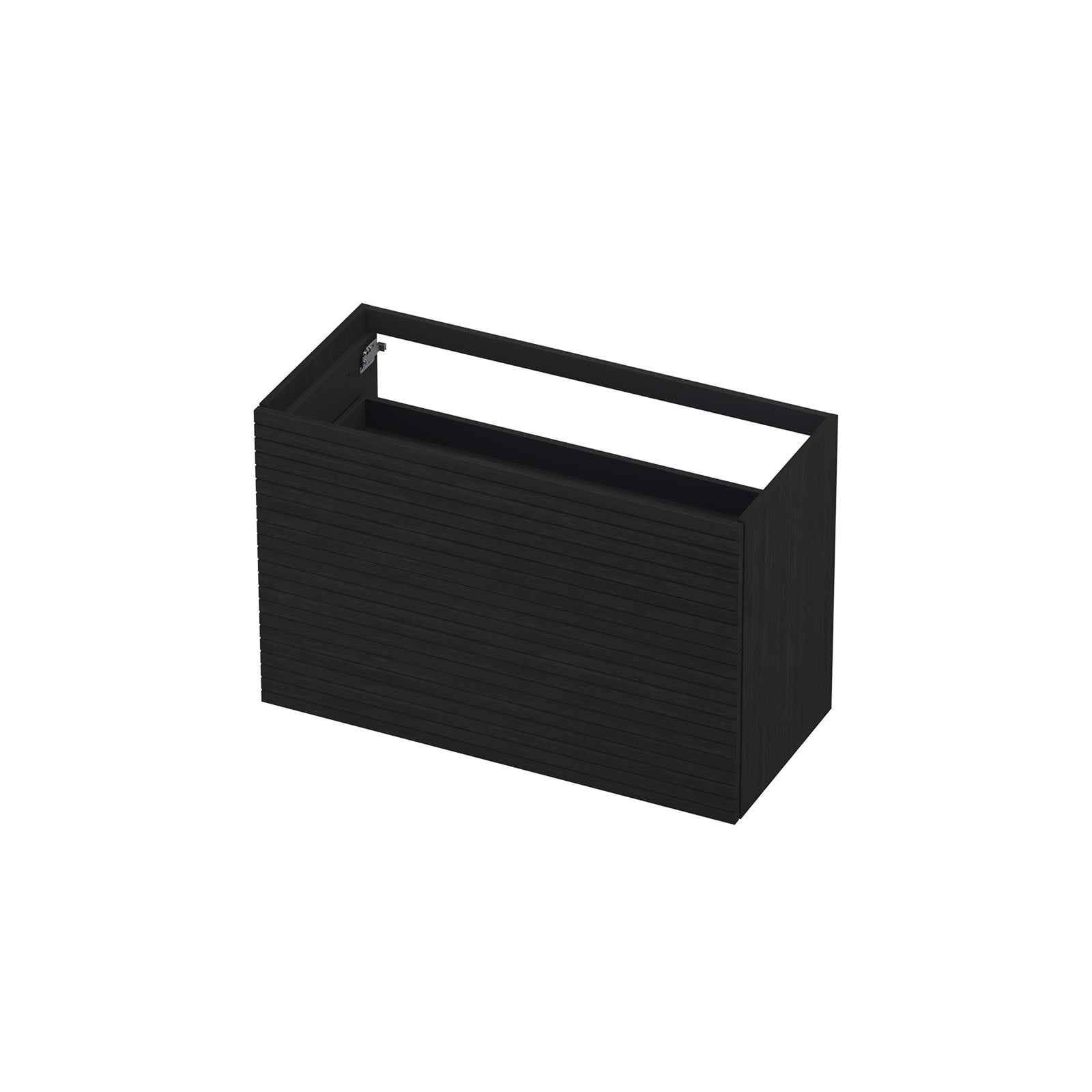 Ink onderkast 100x45cm - push to open - 2 lades - horizontaal gefreesd - fineer matt intens black
