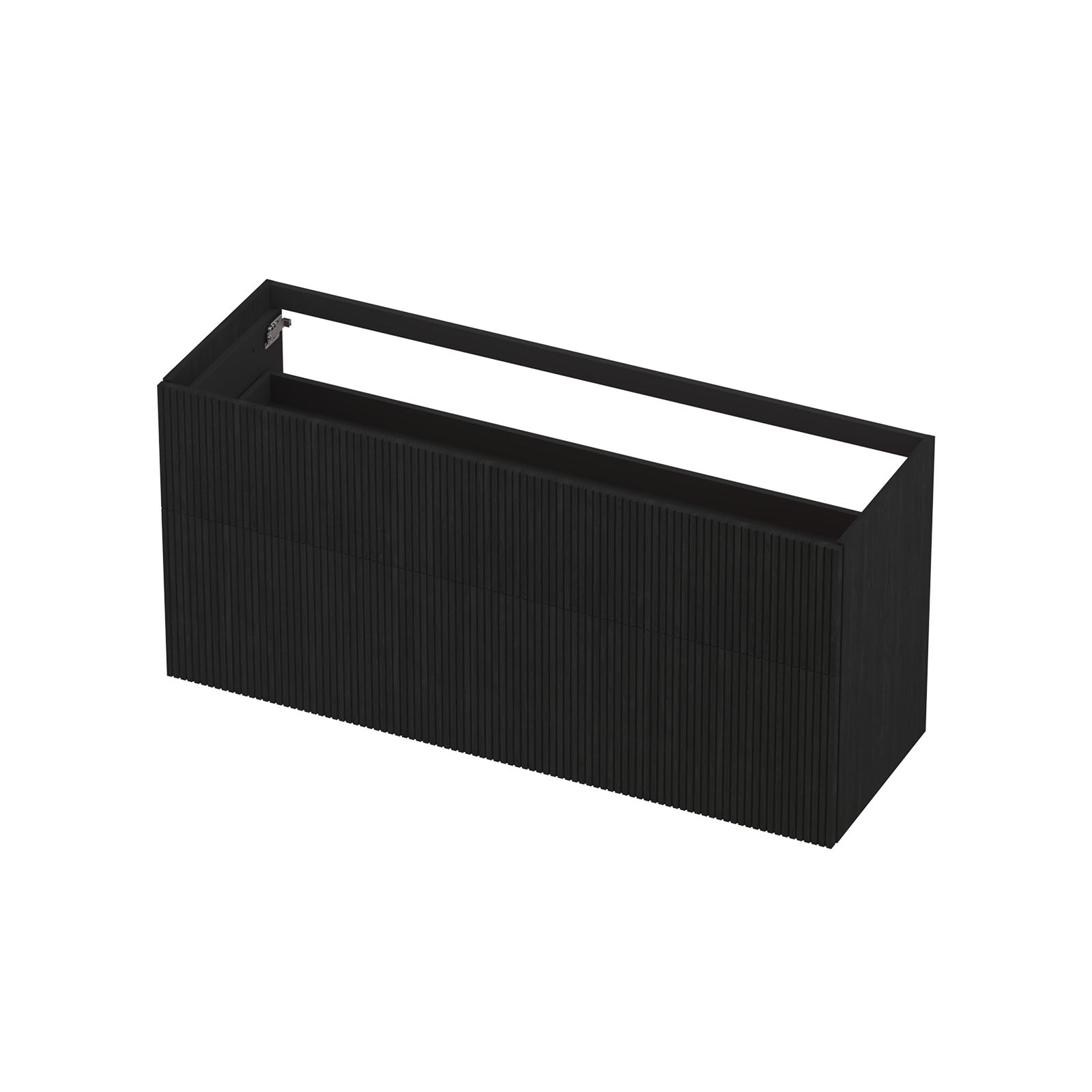 Ink onderkast 140x45cm - push to open - 2 lades - verticaal gefreesd - fineer matt intens black