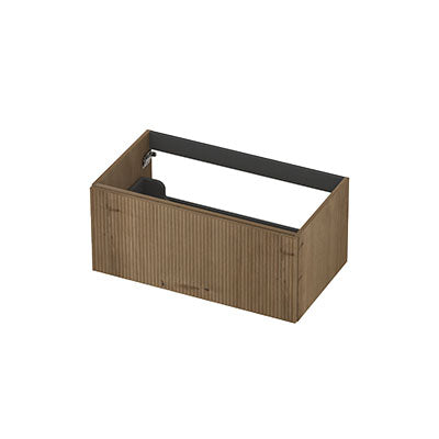 Ink onderkast 80x45cm - opbouwgreep - 1 lade - verticaal gefreesd - fineer ash grey