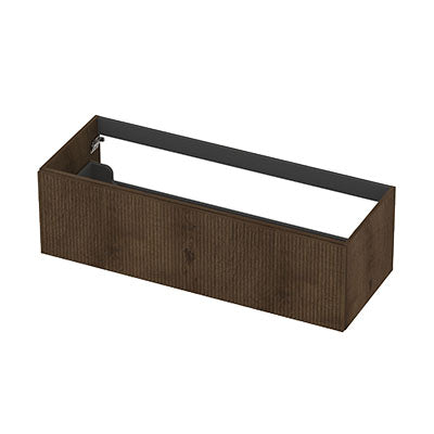 Ink onderkast 120x45cm - opbouwgreep - 1 lade - verticaal gefreesd - fineer chocolate