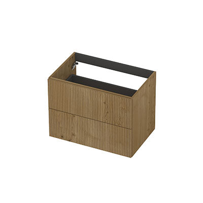 Ink onderkast 70x45cm - opbouwgreep - 2 lades - verticaal gefreesd - fineer natur