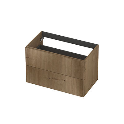 Ink onderkast 80x45cm - opbouwgreep - 2 lades - verticaal gefreesd - fineer ash grey