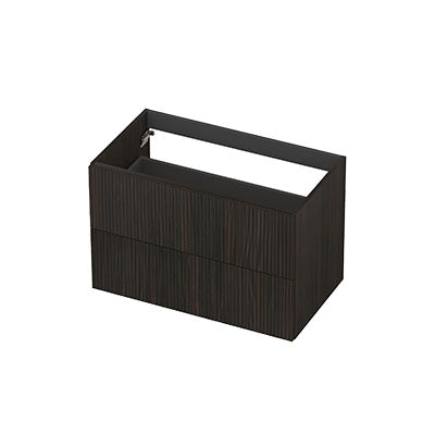 Ink onderkast 80x45cm - opbouwgreep - 2 lades - verticaal gefreesd - fineer matt intens black