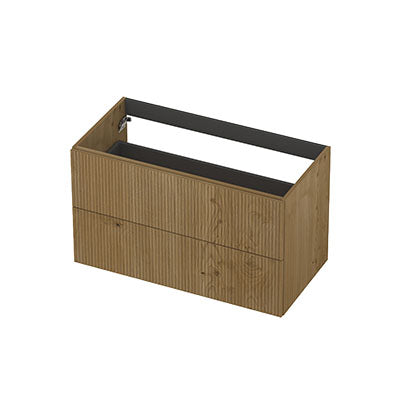 Ink onderkast 90x45cm - opbouwgreep - 2 lades - verticaal gefreesd - fineer natur