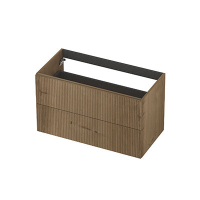 Ink onderkast 90x45cm - opbouwgreep - 2 lades - verticaal gefreesd - fineer ash grey