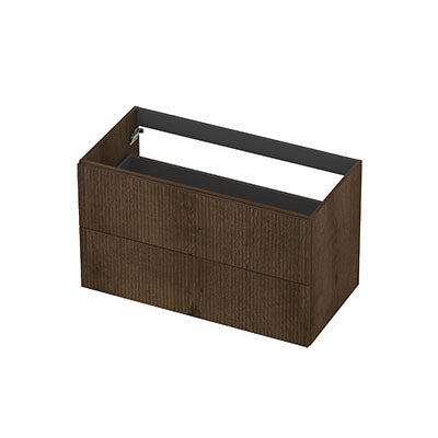 Ink onderkast 90x45cm - opbouwgreep - 2 lades - verticaal gefreesd - fineer chocolate