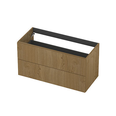 Ink onderkast 100x45cm - opbouwgreep - 2 lades - verticaal gefreesd - fineer natur