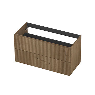 Ink onderkast 100x45cm - opbouwgreep - 2 lades - verticaal gefreesd - fineer ash grey