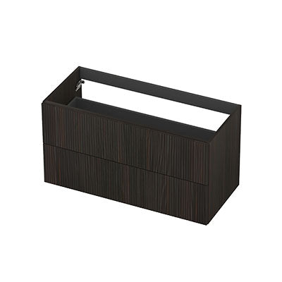 Ink onderkast 100x45cm - opbouwgreep - 2 lades - verticaal gefreesd - fineer matt intens black