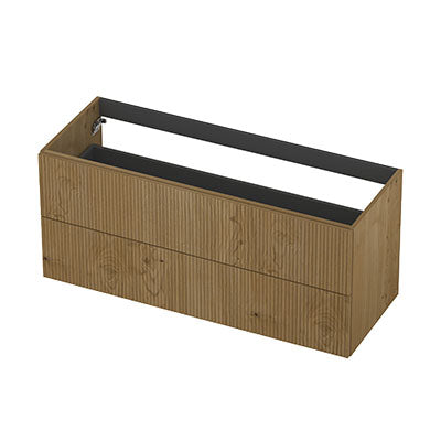 Ink onderkast 120x45cm - opbouwgreep - 2 lades - verticaal gefreesd - fineer natur
