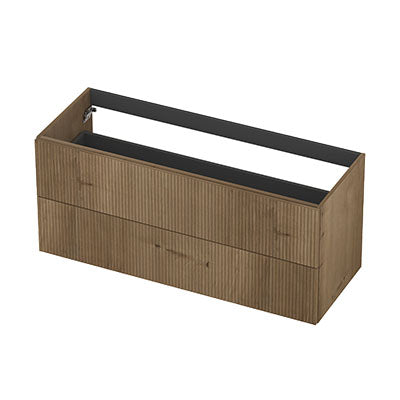 Ink onderkast 120x45cm - opbouwgreep - 2 lades - verticaal gefreesd - fineer ash grey