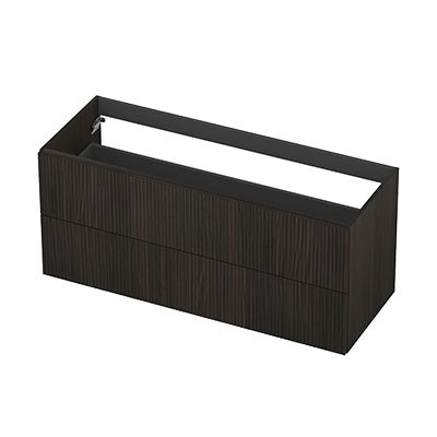Ink onderkast 120x45cm - opbouwgreep - 2 lades - verticaal gefreesd - fineer matt intens black