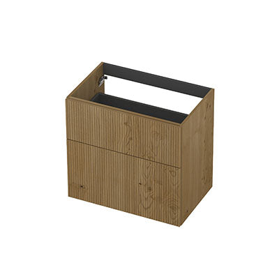 Ink onderkast 70x45cm - opbouwgreep - 2 lades asymmetrisch - verticaal gefreesd - fineer natur