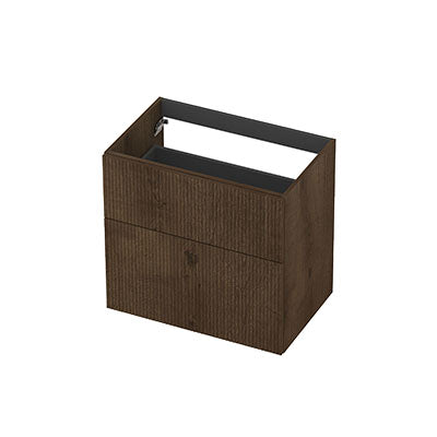 Ink onderkast 70x45cm - opbouwgreep - 2 lades asymmetrisch - verticaal gefreesd - fineer chocolate