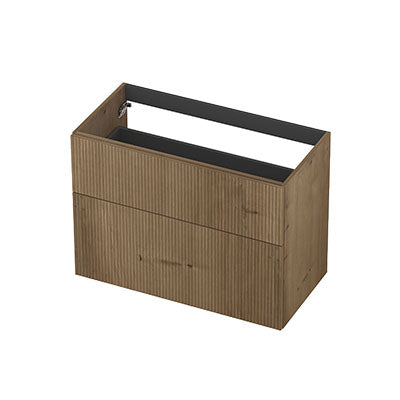 Ink onderkast 90x45cm - opbouwgreep - 2 lades asymmetrisch - verticaal gefreesd - fineer ash grey