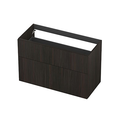 Ink onderkast 100x45cm - opbouwgreep - 2 lades asymmetrisch - verticaal gefreesd - fineer matt intens black