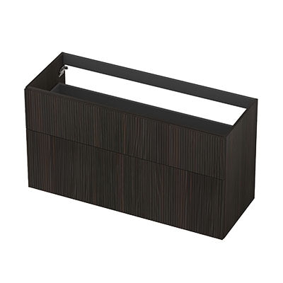 Ink onderkast 120x45cm - opbouwgreep - 2 lades asymmetrisch - verticaal gefreesd - fineer matt intens black