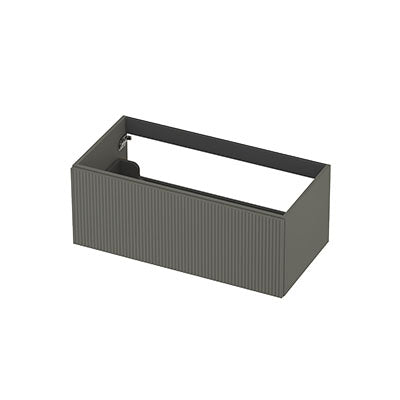 Ink onderkast 90x45cm - opbouwgreep - 1 lade - verticaal gefreesd - mat beton groen