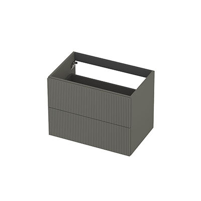 Ink onderkast 70x45cm - opbouwgreep - 2 lades - verticaal gefreesd - mat beton groen