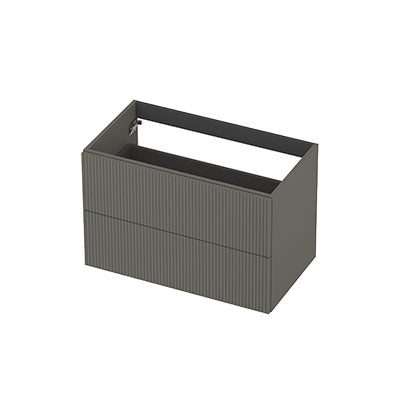 Ink onderkast 80x45cm - opbouwgreep - 2 lades - verticaal gefreesd - mat beton groen