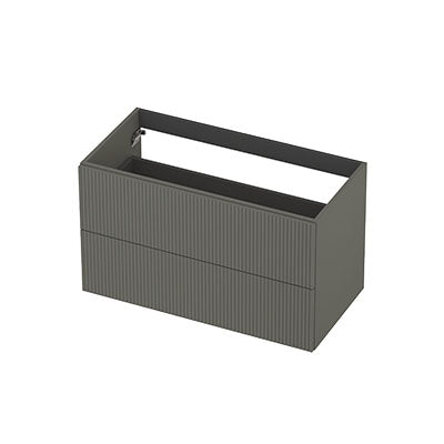 Ink onderkast 90x45cm - opbouwgreep - 2 lades - verticaal gefreesd - mat beton groen