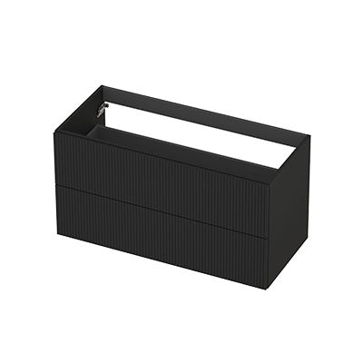 Ink onderkast 100x45cm - opbouwgreep - 2 lades - verticaal gefreesd - mat zwart