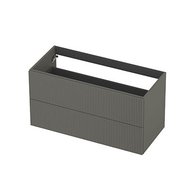 Ink onderkast 100x45cm - opbouwgreep - 2 lades - verticaal gefreesd - mat beton groen