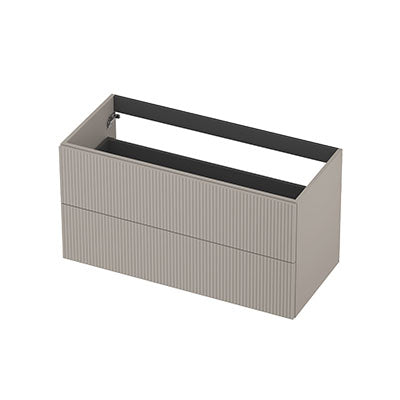 Ink onderkast 100x45cm - opbouwgreep - 2 lades - verticaal gefreesd - mat kasjmier grijs